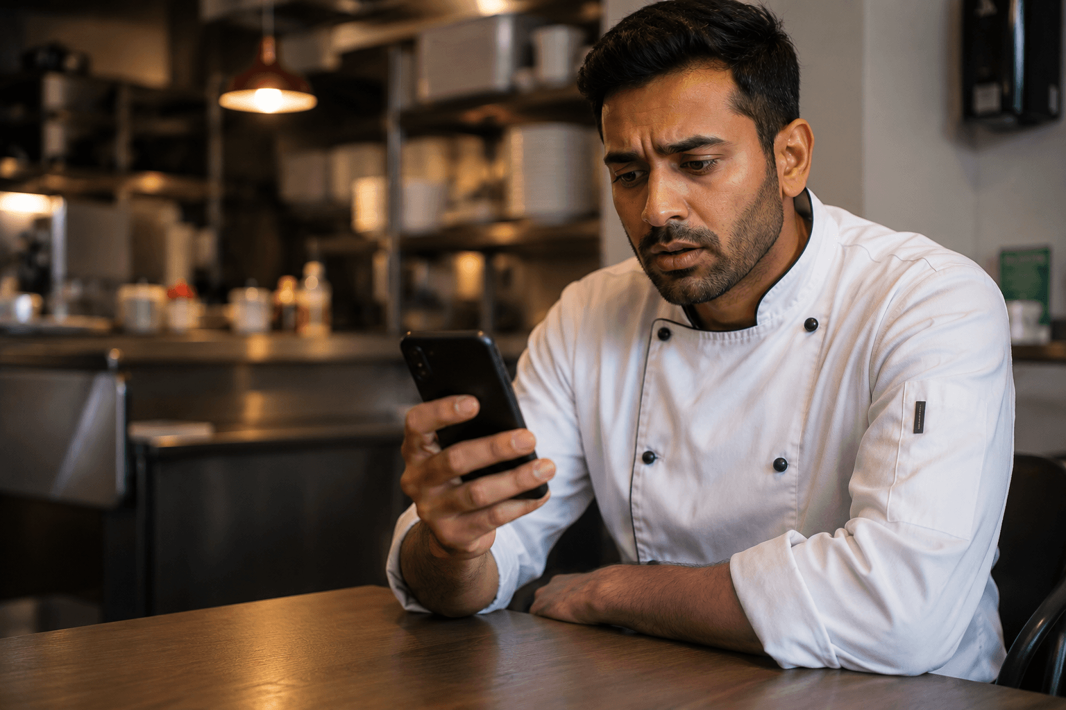 Migrant chef in a New Zealand restaurant checking updates about AEWV English language requirements