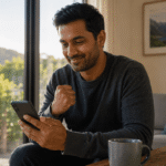 Man looking relieved after receiving a successful medical waiver decision for his New Zealand residence visa.