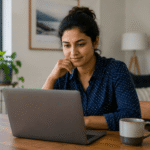 Woman at a laptop reviewing job listings, considering her options under the 2026 Skilled Migrant Category changes